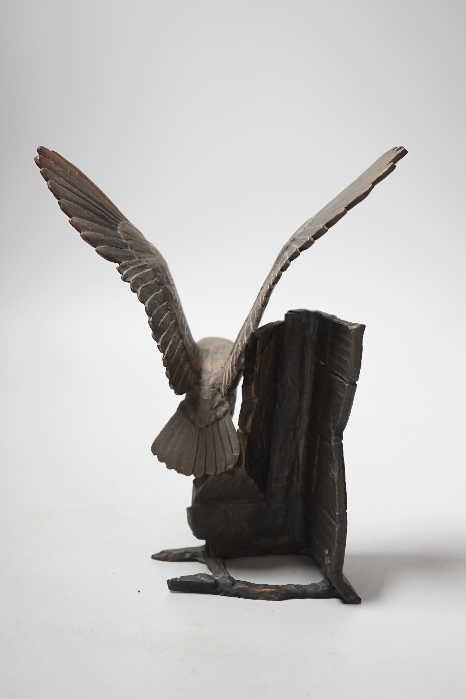 Paul Eaton - a limited edition bronze owl, signed and dated ‘91. Numbered 001, 19cm tall
